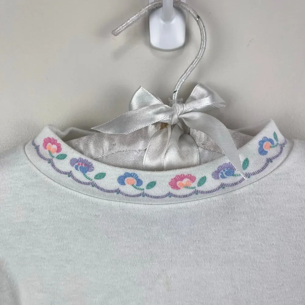 Vintage OshKosh B'gosh Short Sleeve White Flower Top 4T USA